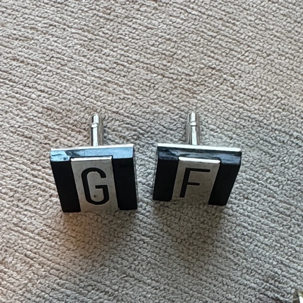 Vintage Black and Silver Initial Cufflinks